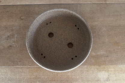 Round 22cm Brown Smooth Stoneware Bonsai Pot