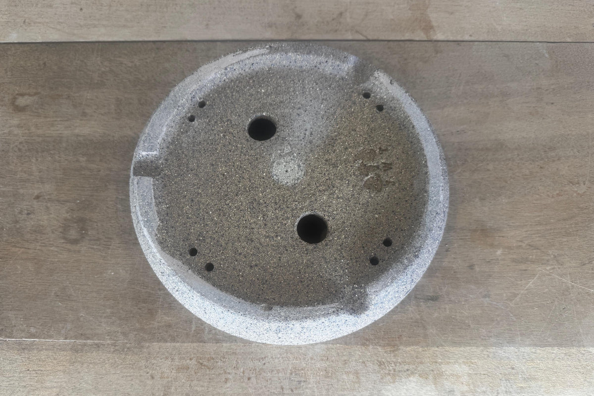 Round 22cm Brown Smooth Stoneware Bonsai Pot
