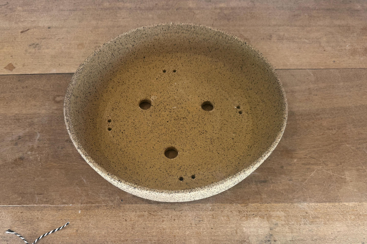 Round 30cm Brown Smooth Stoneware Bonsai Pot