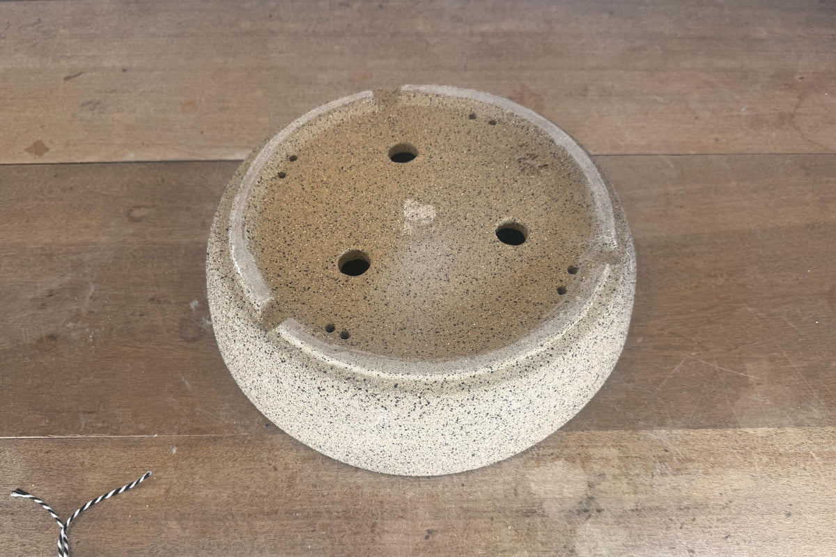 Round 30cm Brown Smooth Stoneware Bonsai Pot