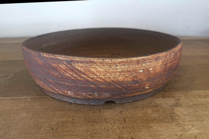 Round 30.5cm Brown Stoneware Unglazed Bonsai Pot