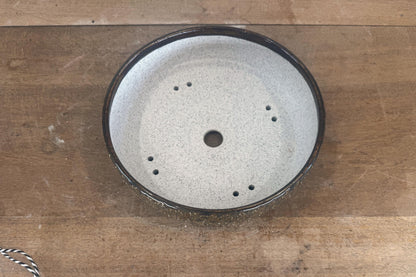 Round 20cm Brown Glazed Stoneware Bonsai Pot