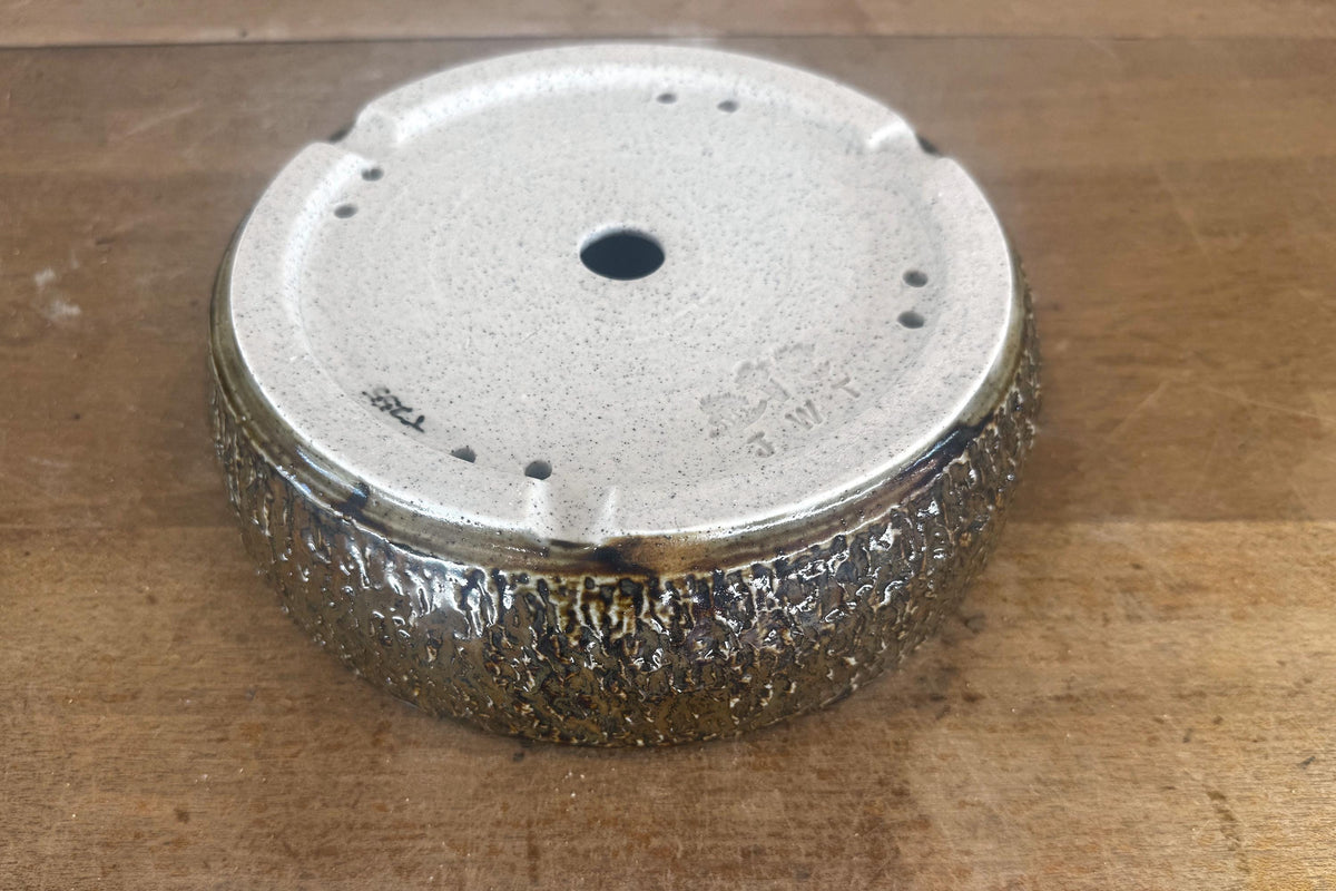 Round 20cm Brown Glazed Stoneware Bonsai Pot