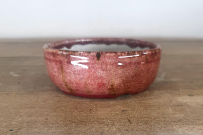Round 14cm Pink Glazed Stoneware Bonsai Pot