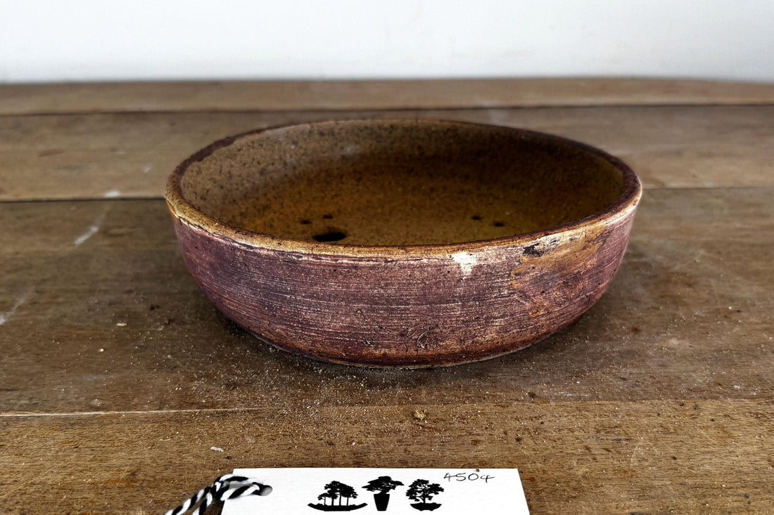 Round 21cm Brown Stoneware Unglazed Bonsai Pot