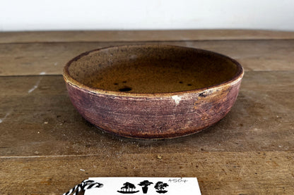 Round 21cm Brown Stoneware Unglazed Bonsai Pot