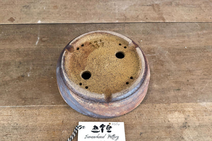 Round 21cm Brown Stoneware Unglazed Bonsai Pot