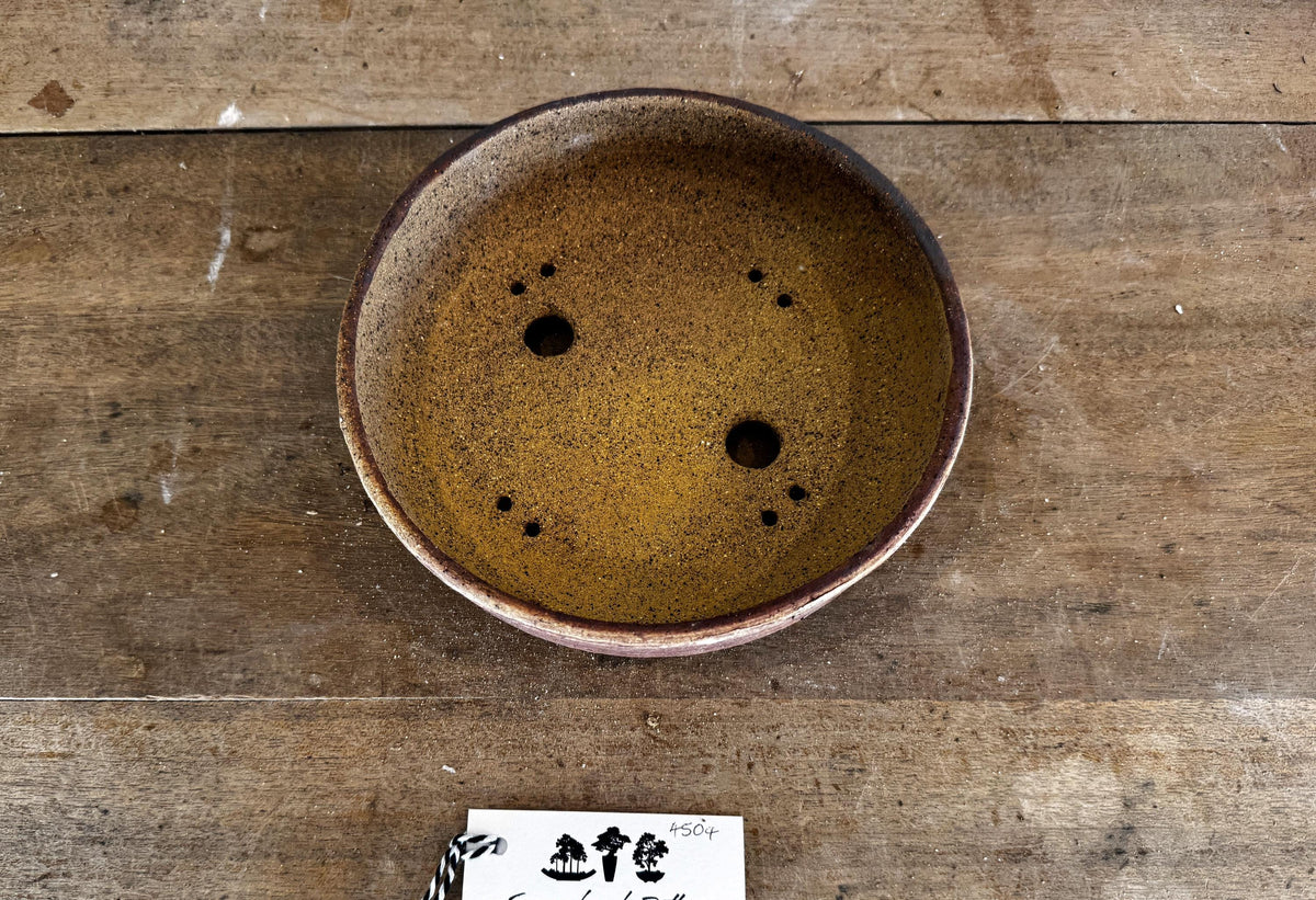 Round 21cm Brown Stoneware Unglazed Bonsai Pot