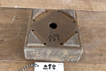 Square 17.5cm Brown Stoneware Woodash Bonsai Pot