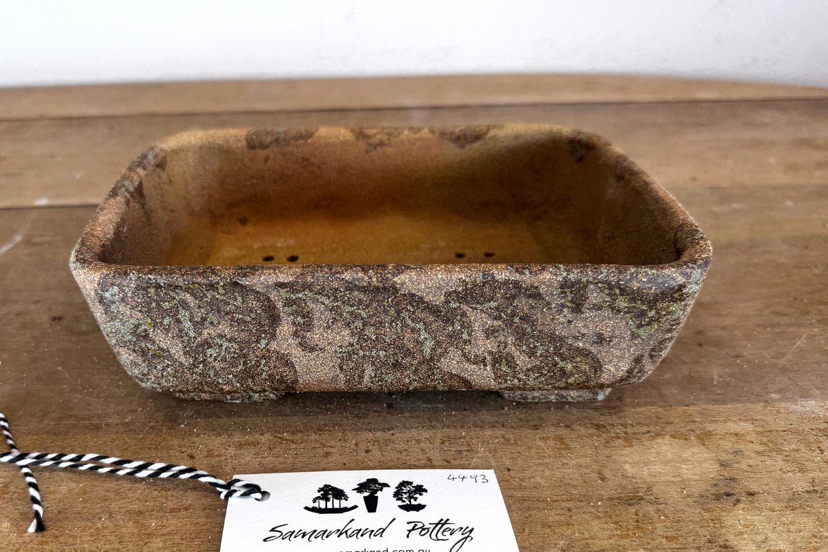 Rectangular 23cm Brown Stoneware Woodash Bonsai Pot