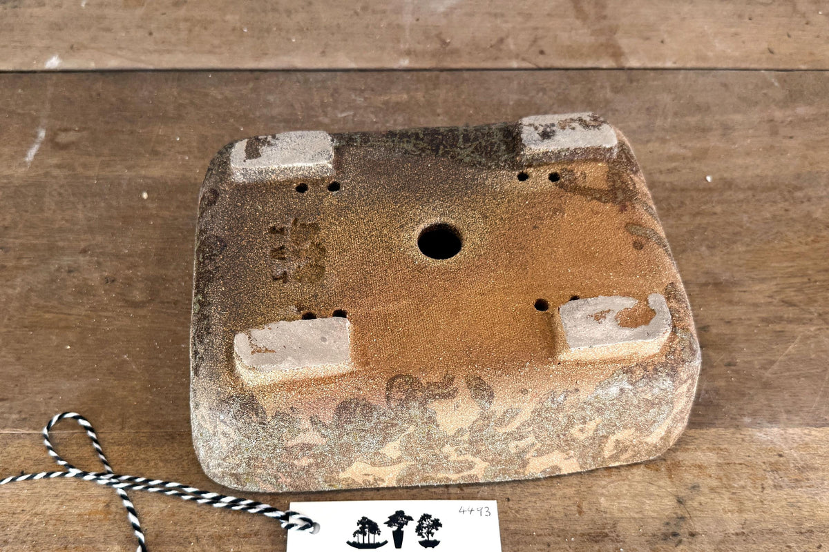 Rectangular 23cm Brown Stoneware Woodash Bonsai Pot