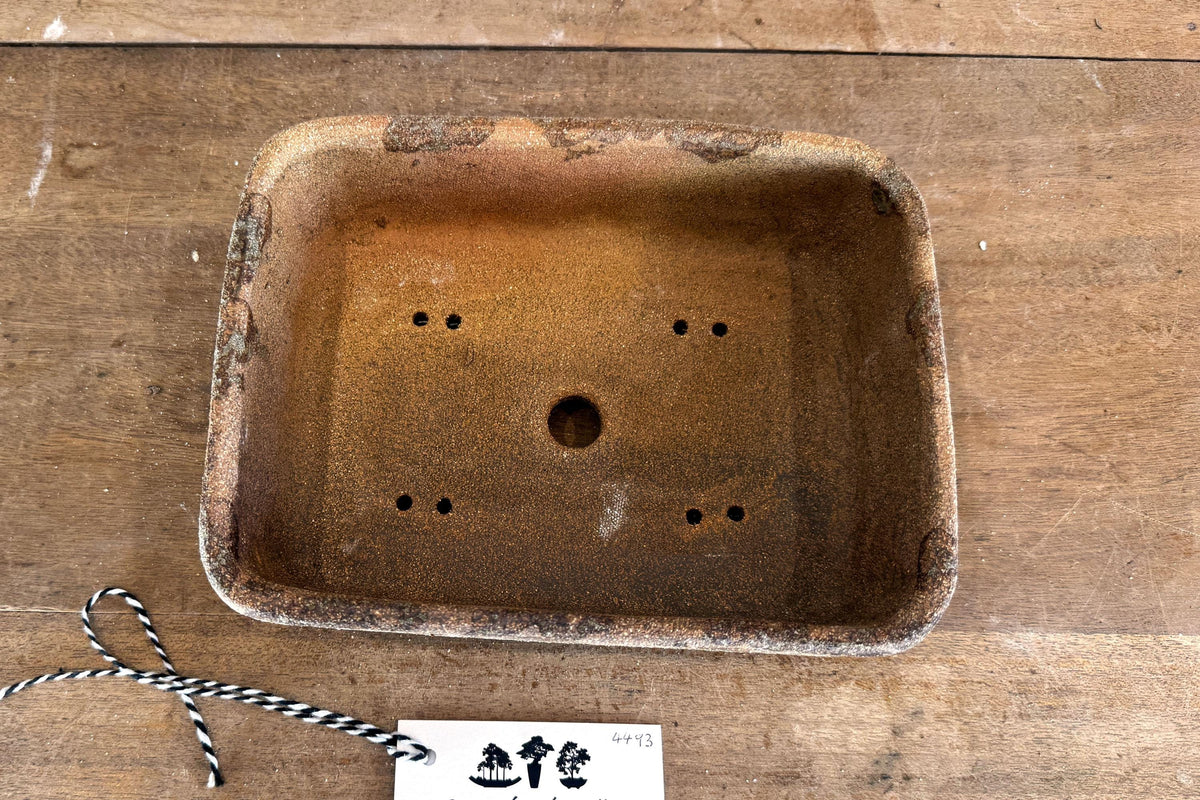 Rectangular 23cm Brown Stoneware Woodash Bonsai Pot