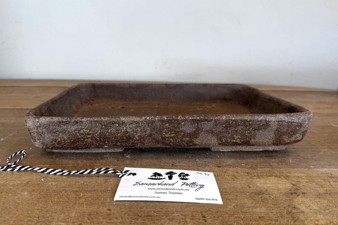 Rectangular 33cm Brown Stoneware Woodash Bonsai Pot