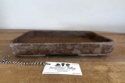 Rectangular 33cm Brown Stoneware Woodash Bonsai Pot