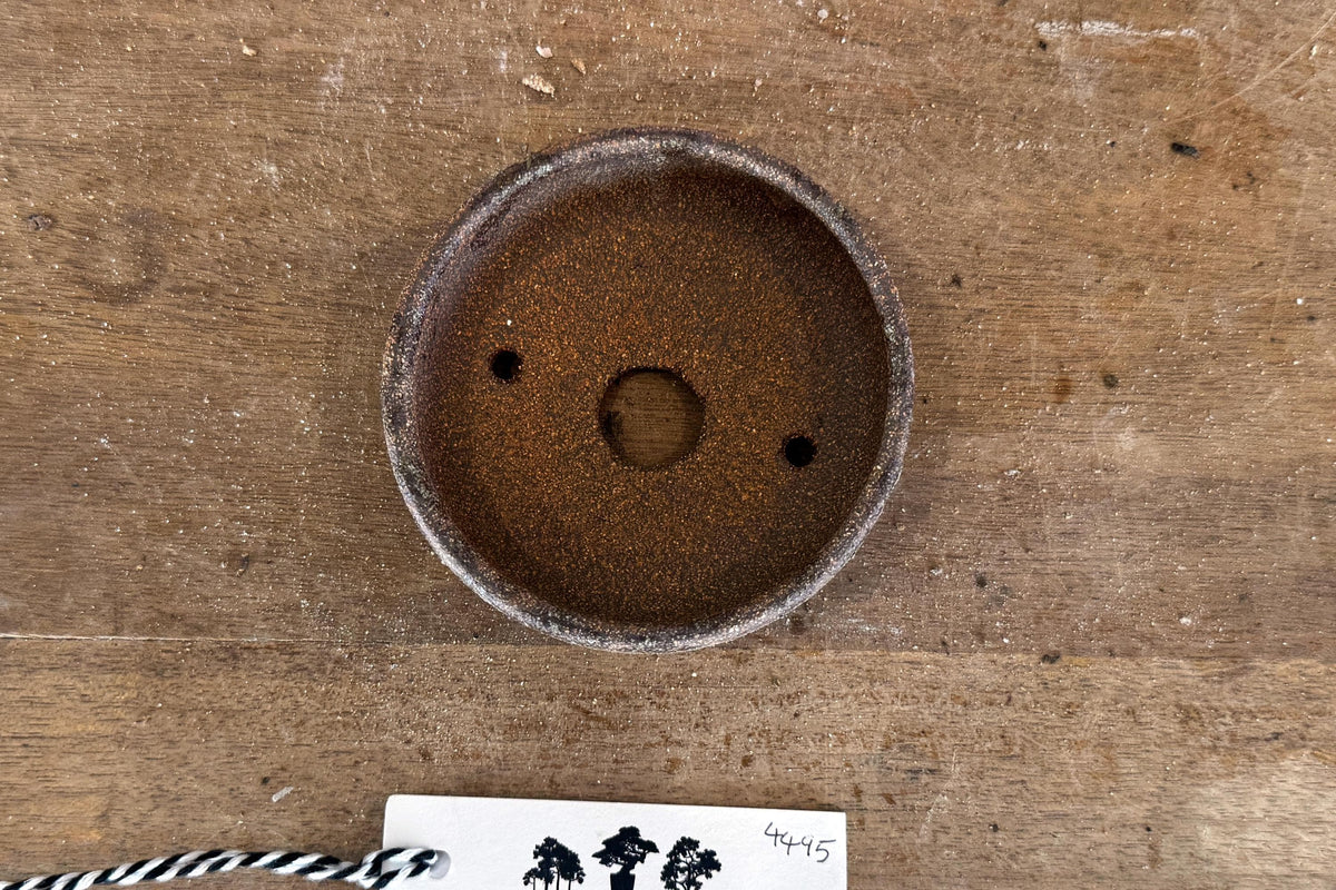 Round 10cm Brown Smooth Stoneware Woodash Bonsai Pot