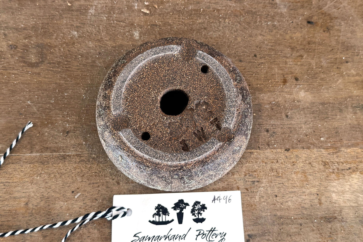 Round 11cm Brown Smooth Stoneware Woodash Bonsai Pot