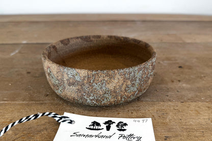 Round 14cm Brown Smooth Stoneware Woodash Bonsai Pot