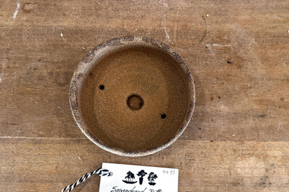 Round 14cm Brown Smooth Stoneware Woodash Bonsai Pot