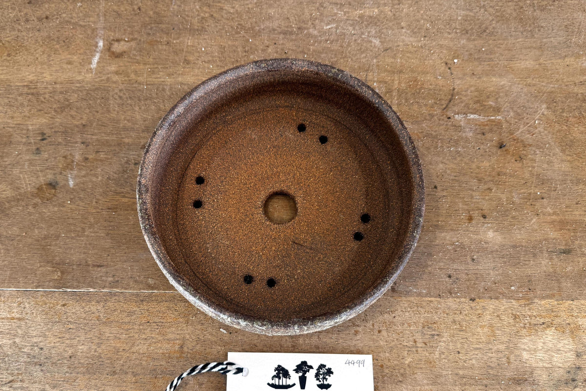 Round 17cm Brown Smooth Stoneware Woodash Bonsai Pot
