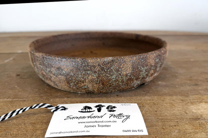 Round 21.5cm Brown Smooth Stoneware Woodash Bonsai Pot