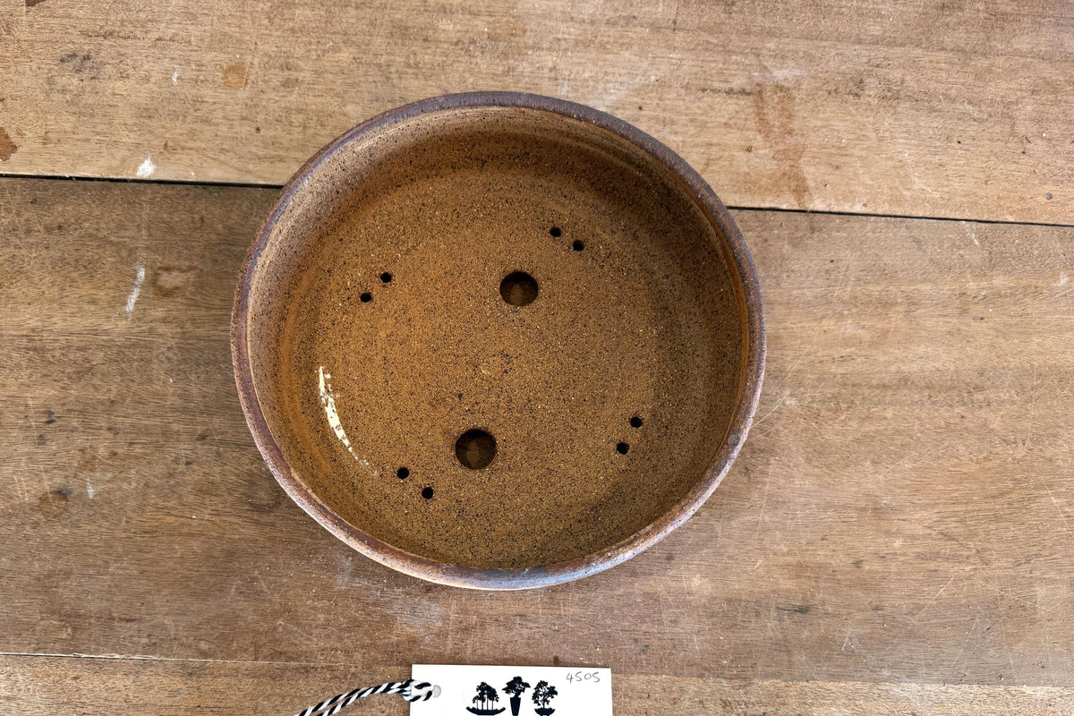 Round 23cm Brown Stoneware Unglazed Bonsai Pot