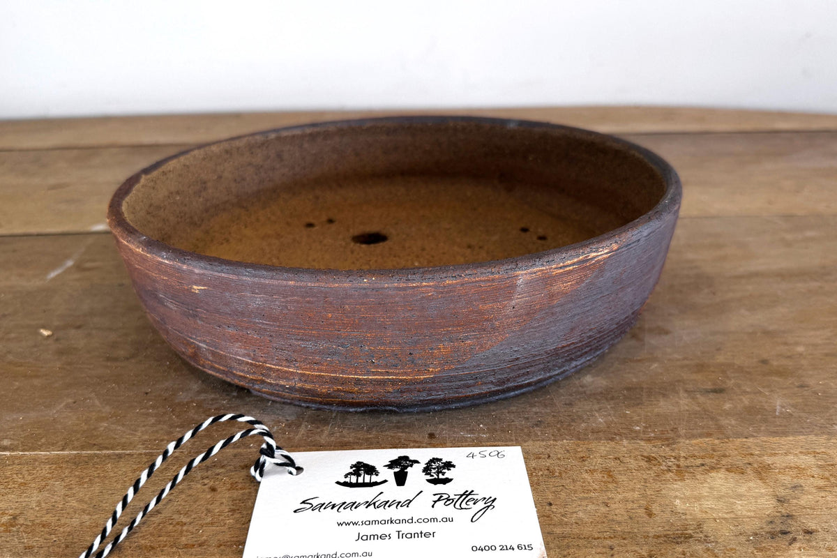 Round 26cm Brown Stoneware Unglazed Bonsai Pot