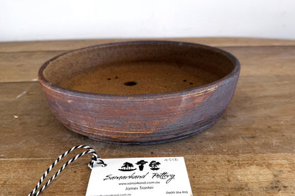 Round 26cm Brown Stoneware Unglazed Bonsai Pot
