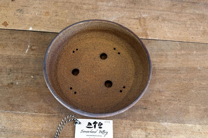 Round 26cm Brown Stoneware Unglazed Bonsai Pot