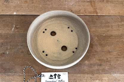 Round 21.5cm Beige Smooth Stoneware Bonsai Pot