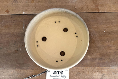 Round 24cm Beige Smooth Stoneware Bonsai Pot
