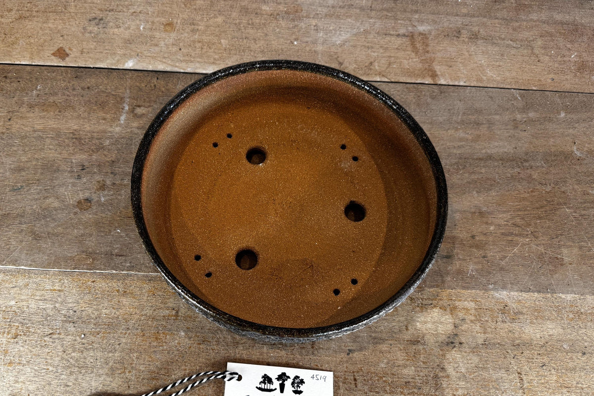 Round 27.5cm Brown and Blue Glazed Stoneware Bonsai Pot
