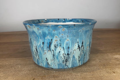 Round 21.5cm Blue Glazed Stoneware Bonsai Pot