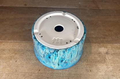 Round 21.5cm Blue Glazed Stoneware Bonsai Pot