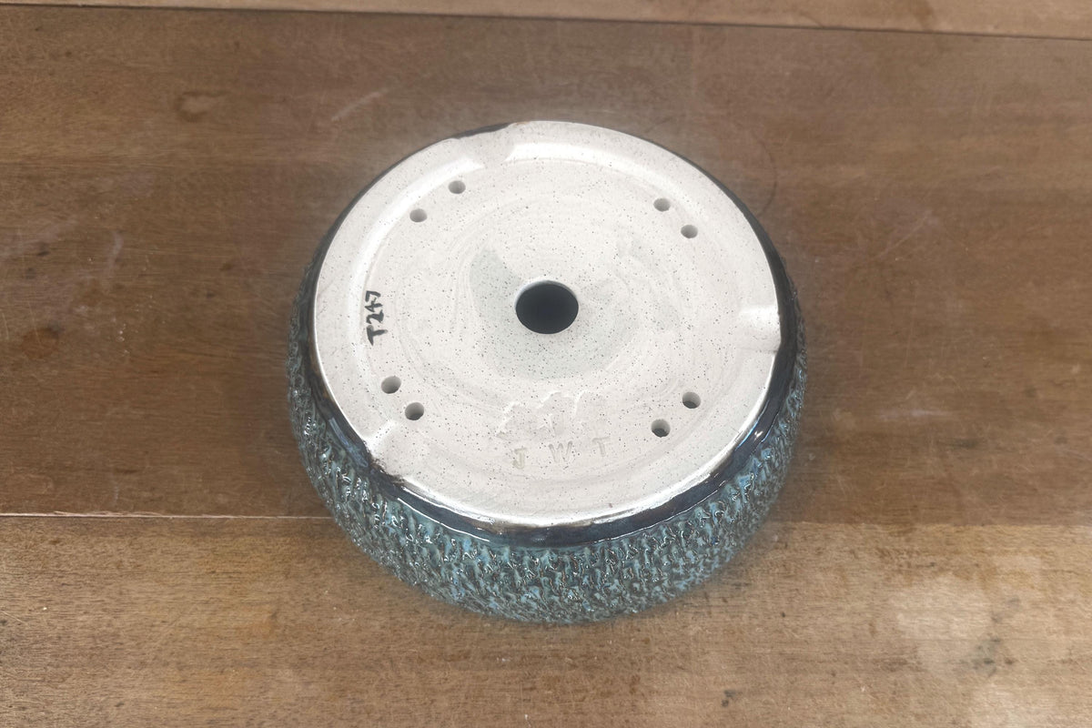 Round 18.5cm Green Glazed Stoneware Bonsai Pot