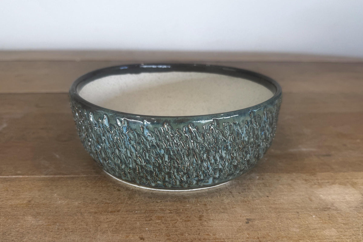 Round 18.5cm Green Glazed Stoneware Bonsai Pot