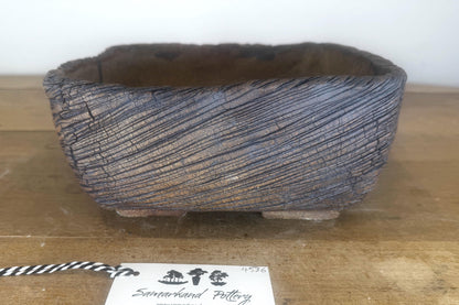 25cm Square Stoneware Hand Textured Unglazed Bonsai Pot