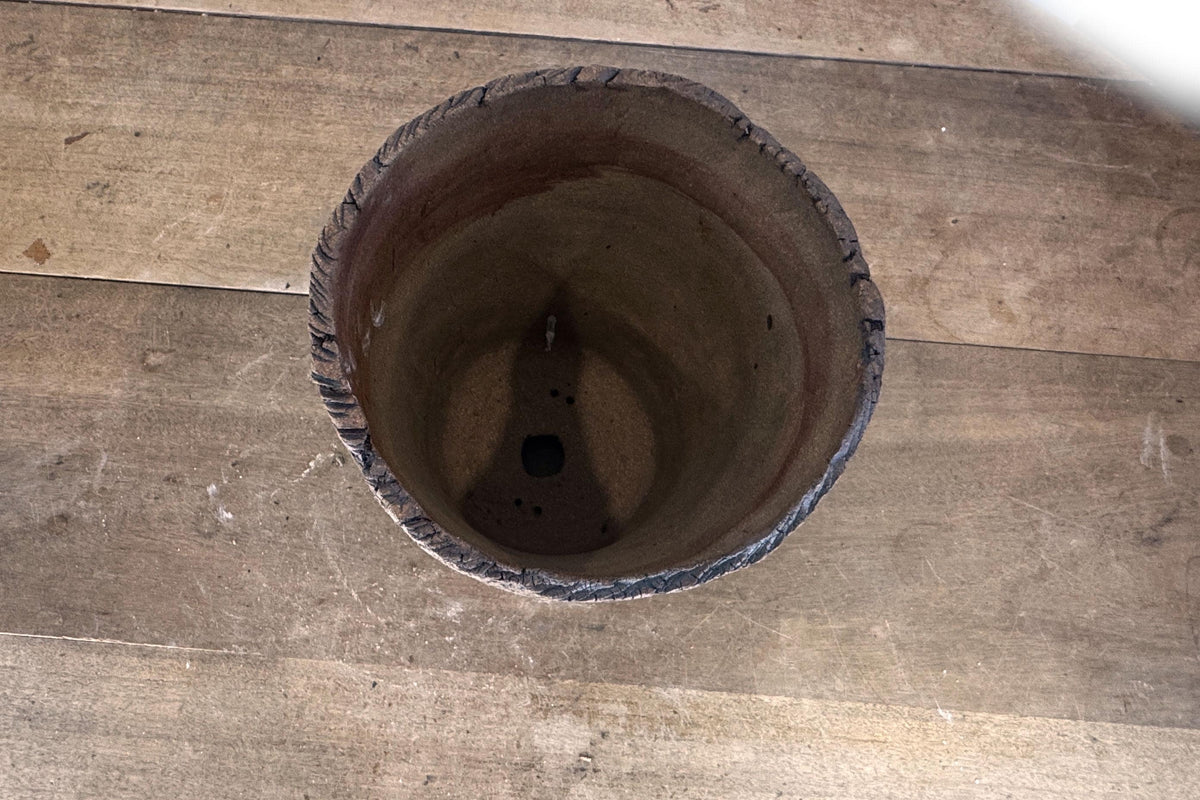 Round Cascade 22.5cm Stoneware Hand Textured Unglazed Bonsai Pot