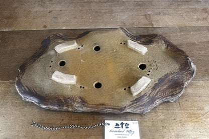 55cm Slab Brown Stoneware Textured Bonsai Pot