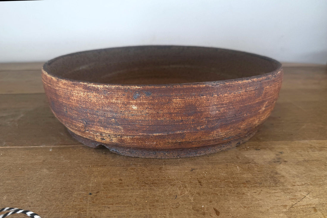 Round 30.5cm Brown Stoneware Unglazed Bonsai Pot
