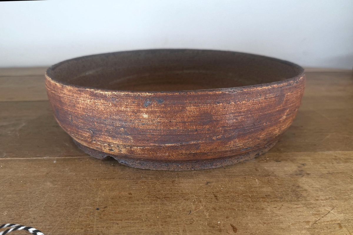 Round 30.5cm Brown Stoneware Unglazed Bonsai Pot