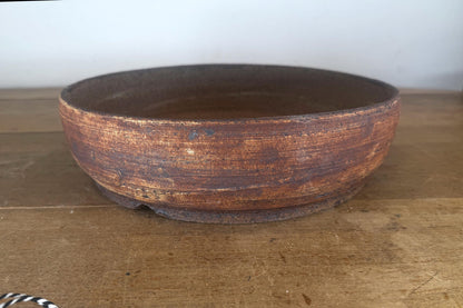 Round 30.5cm Brown Stoneware Unglazed Bonsai Pot