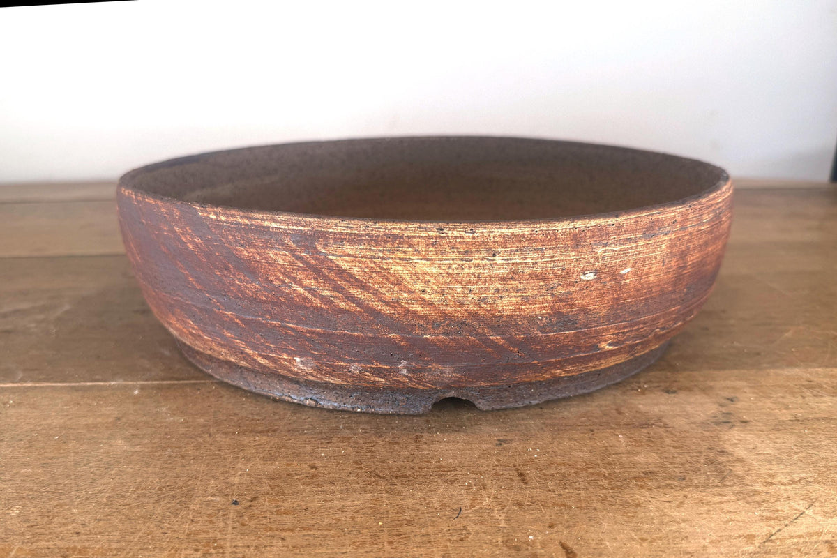 Round 30.5cm Brown Stoneware Unglazed Bonsai Pot
