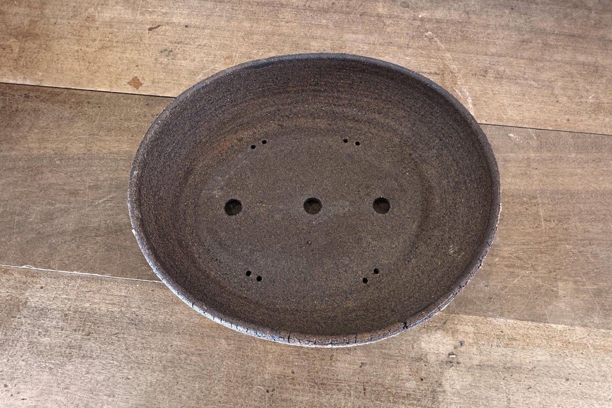 Oval 35.5cm White and Brown Stoneware Unglazed Bonsai Pot