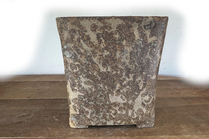 26.5cm Square Cascade Brown Woodash Finish Stoneware Bonsai Pot