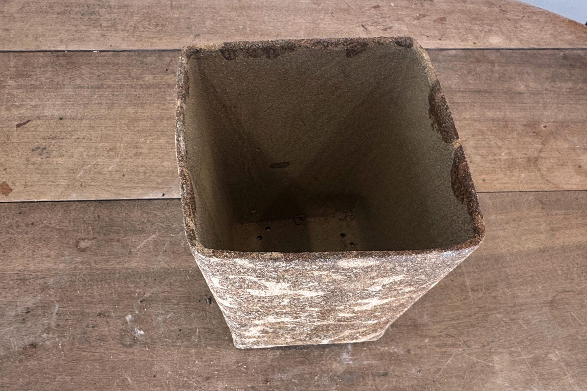 18.5cm Square Cascade Brown Woodash Finish Stoneware Bonsai Pot