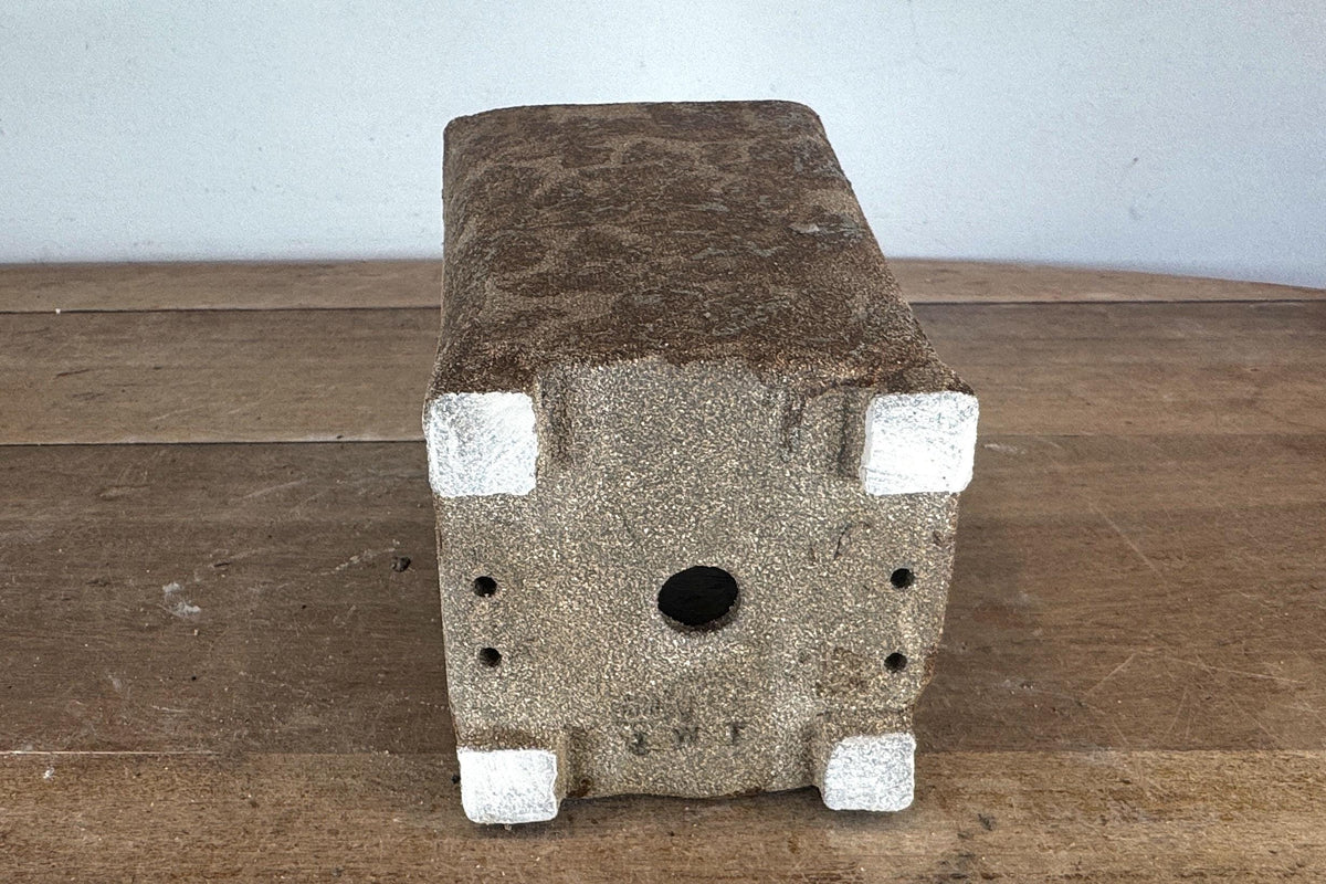 15.5cm Square Cascade Brown Woodash Finish Stoneware Bonsai Pot