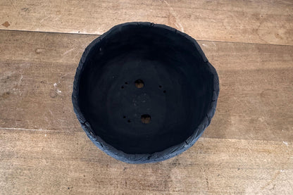 Round Semi Cascade 24cm Black Textured Stoneware Unglazed Bonsai Pot