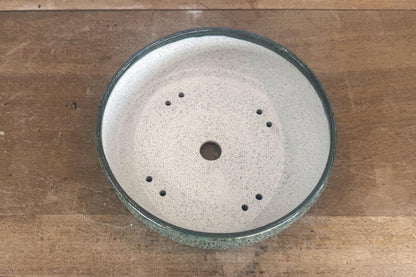 Round 20cm Green Glazed Stoneware Bonsai Pot