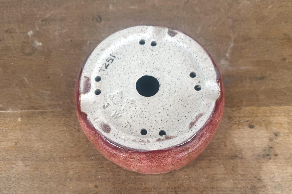 Round 14cm Pink Glazed Stoneware Bonsai Pot