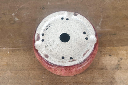 Round 14cm Pink Glazed Stoneware Bonsai Pot